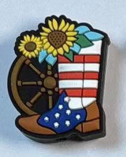 USA Boot & Sunflowers Focal Bead (Pre-Buy)