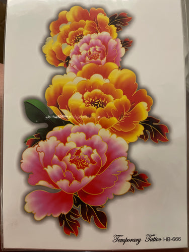 Yellow & Pink Flower Tattoo 8x5
