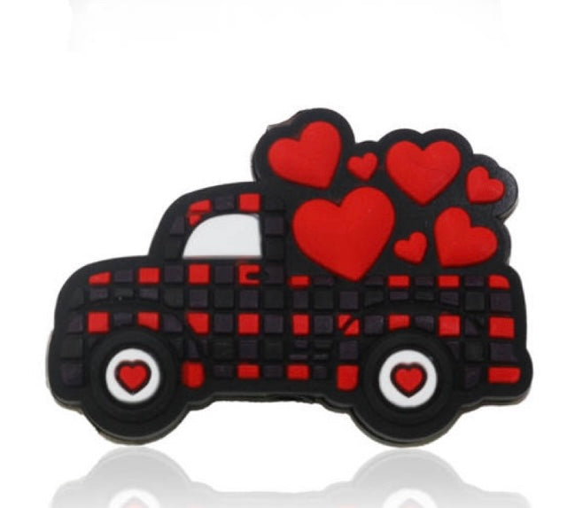 Plaid Truck with Hearts Focal Bead (Pre-Buy)