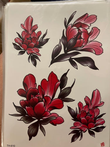 Red Flower Tattoo 8x5
