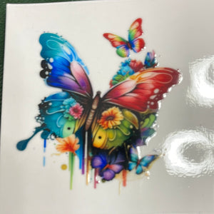 2 Rainbow Butterfly DTF Decals/Stickers