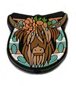 Highland Cow with Flowers Focal Bead (Pre-Buy)
