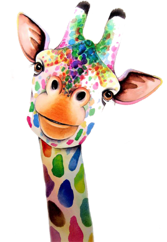 Colorful Cute Giraffe Tattoo PPM Exclusive - 8 x 5