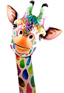 Colorful Cute Giraffe Tattoo PPM Exclusive - 8 x 5"
