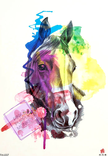 Horse Tattoo with Paint Splatters - 8 x 5