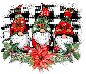 2 Gnomes with Poinsettia Clear Cast Decals/Stickers