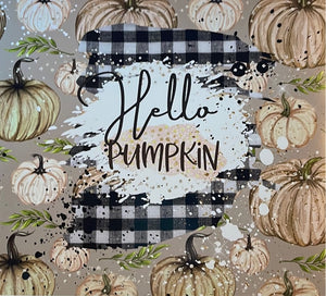 Hello Pumpkin plaid with Black & Brown 20 oz Skinny Wrap