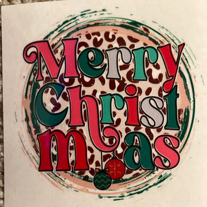 Merry Christmas with Green Circle Clear Cast Sticker