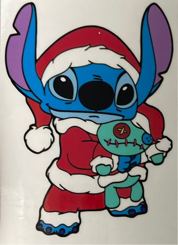 Stitch in Santa Outfit Clear Cast Sticker