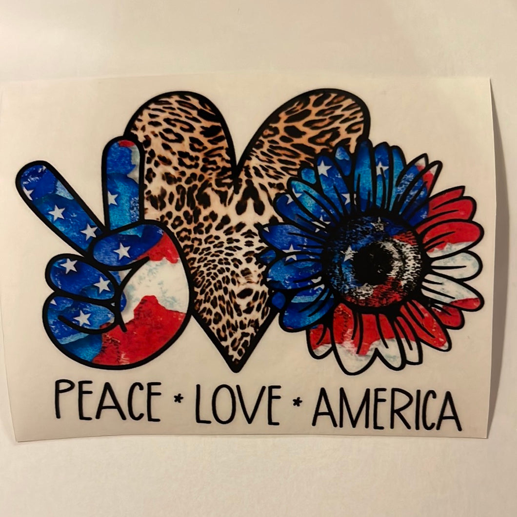 Peace, Love, America Clear Cast Sticker