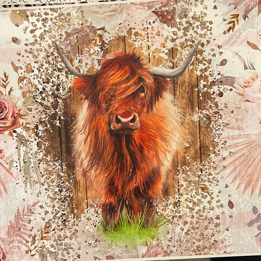 Watercolor Highland Cow 20 oz Skinny Vinyl Wrap