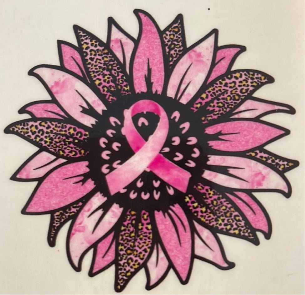Pink Daisy with Ribbon Clear Cast Sticker