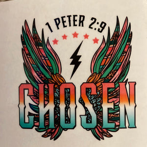 Chosen with Wings Clear Cast Sticker