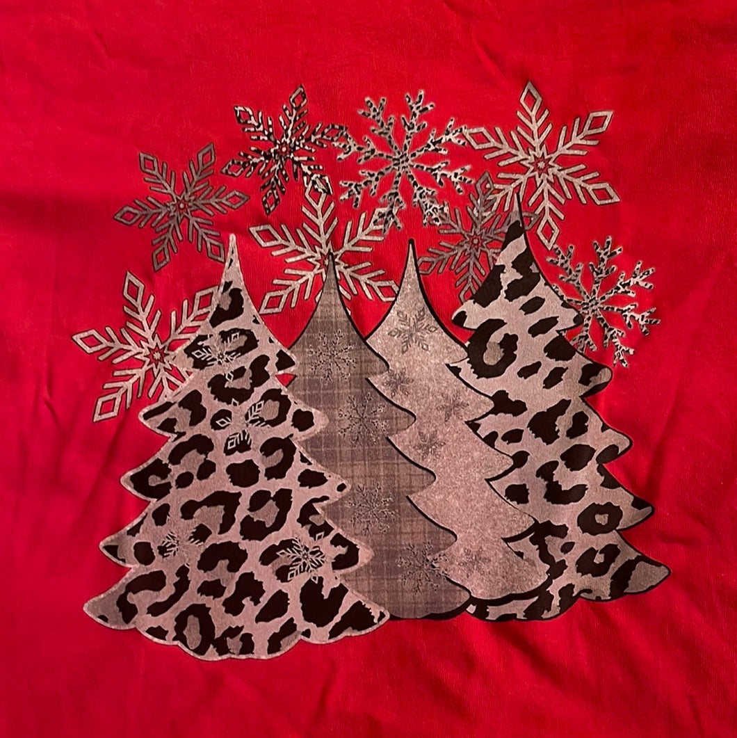 Leopard Christmas Trees & Snowflakes Iron on Transfer