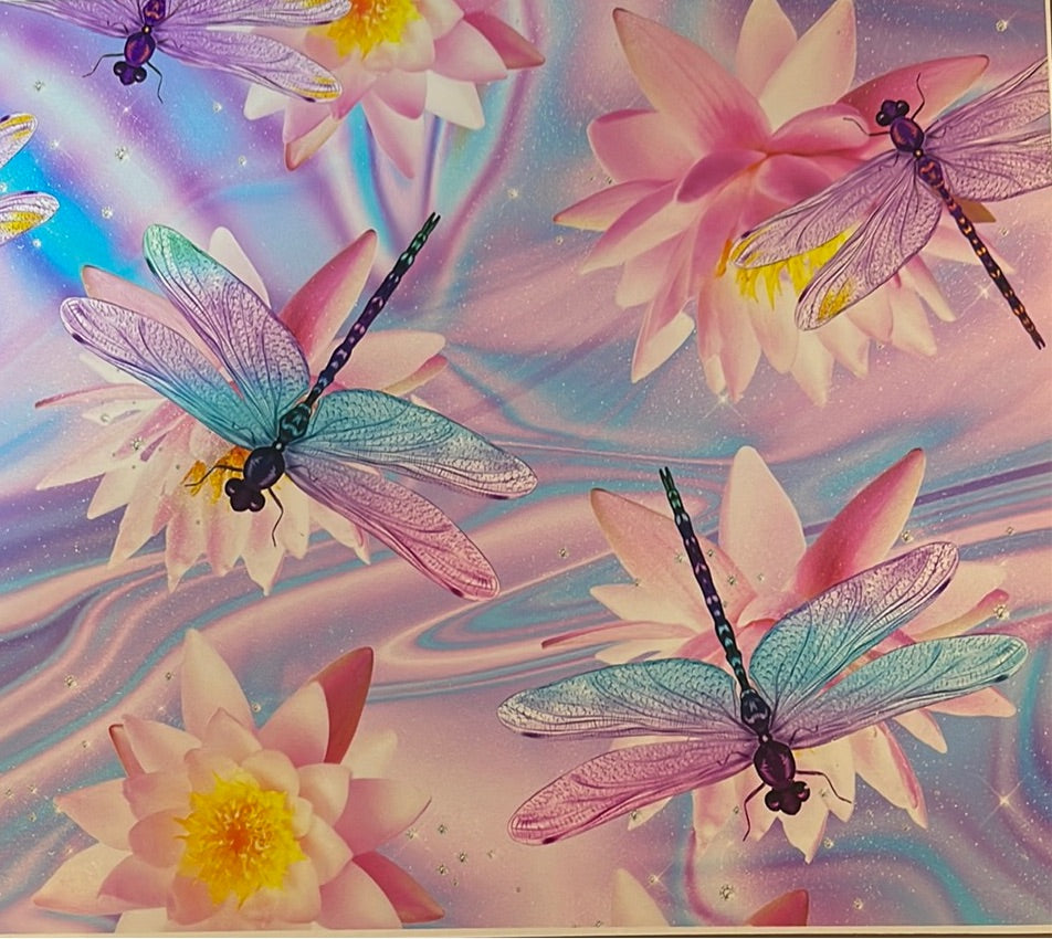 Pink & Blue with Dragonflies 20 oz Skinny Vinyl Wrap