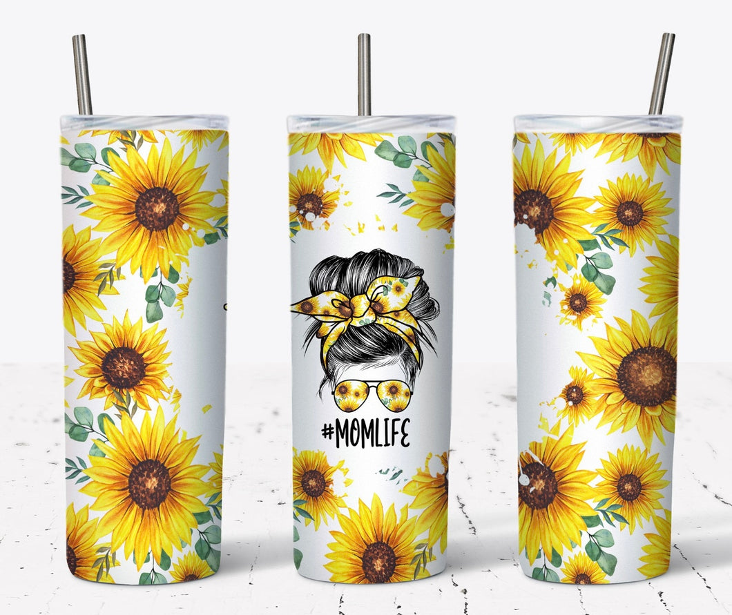 Sunflower Mom Life 20 oz Skinny Vinyl Wrap
