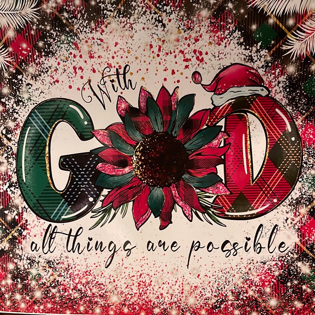 Christmas With God all Things are Possible 20 oz Skinny Vinyl Wrap