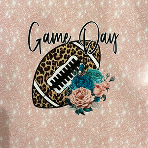 Game Day with Pink and Leopard football 20 oz skinny tumbler vinyl wrap
