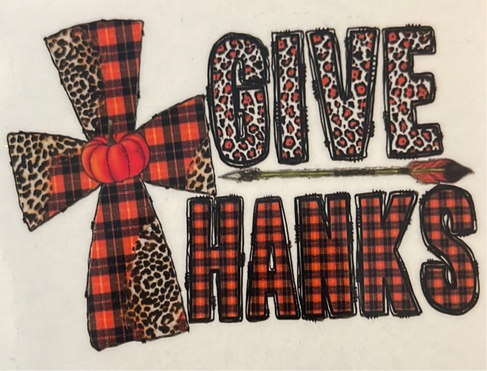 Give Thanks Clear Cast Sticker