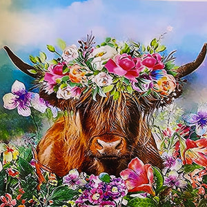 Highland Cow in Field of Flowers 20 oz Skinny Vinyl Wrap