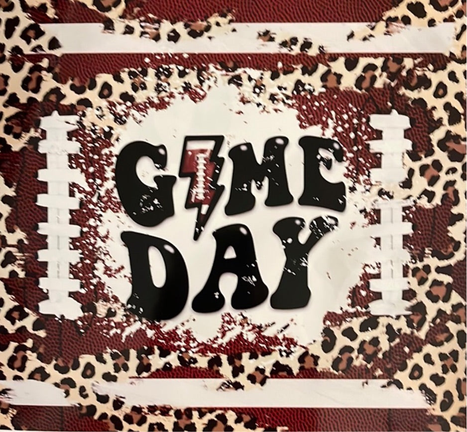 Game Day Football Leopard 20 20 oz skinny tumbler vinyl wrap