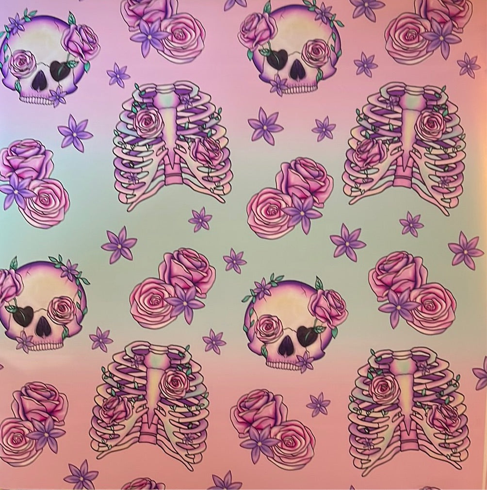 Skull & Skeleton Pastel Vinyl Sheet 12x12