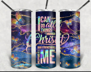 I Can Do all Things (with butterflies) 20 oz Skinny Vinyl Wrap