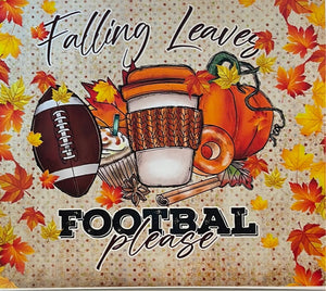 Falling Leaves Football Please 20 oz Skinny Vinyl Wrap