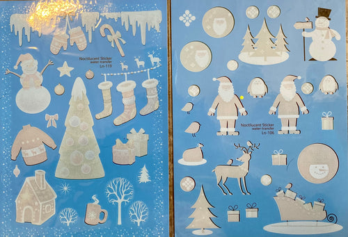 2 Glow in the Dark Santa & Snowman Tattoos