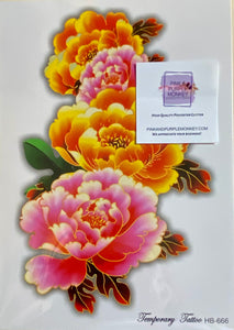 Yellow & Pink Flowers Tattoo - 8 x 5"