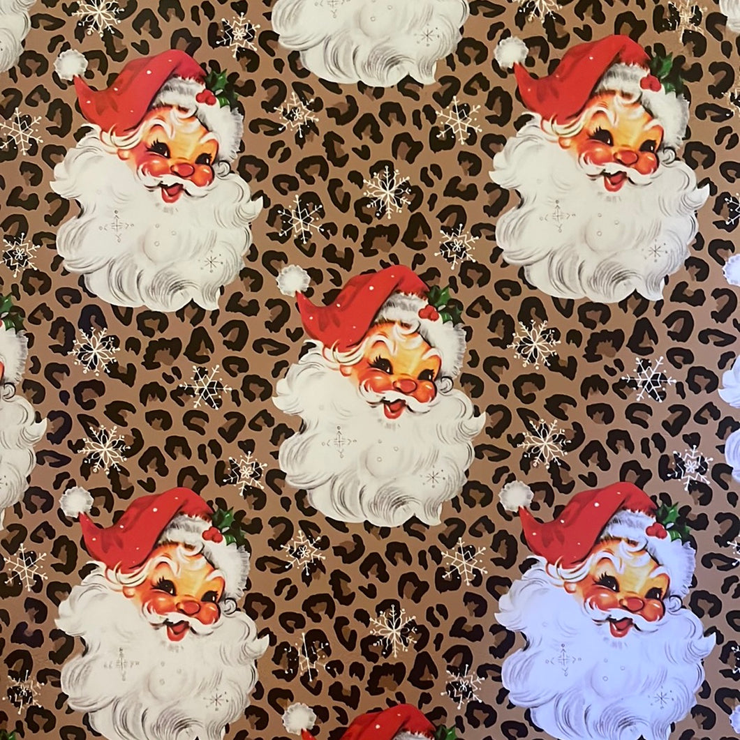 Retro Santa with Leopard 12 x 12 Sheet of Vinyl