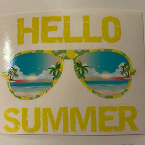 Hello Summer with Glasses Clear Cast Sticker