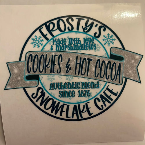 Frosty’s Snowflake Cafe Clear Cast sticker