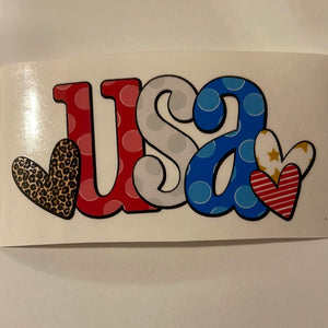 USA with Hearts Clear Cast Stickers