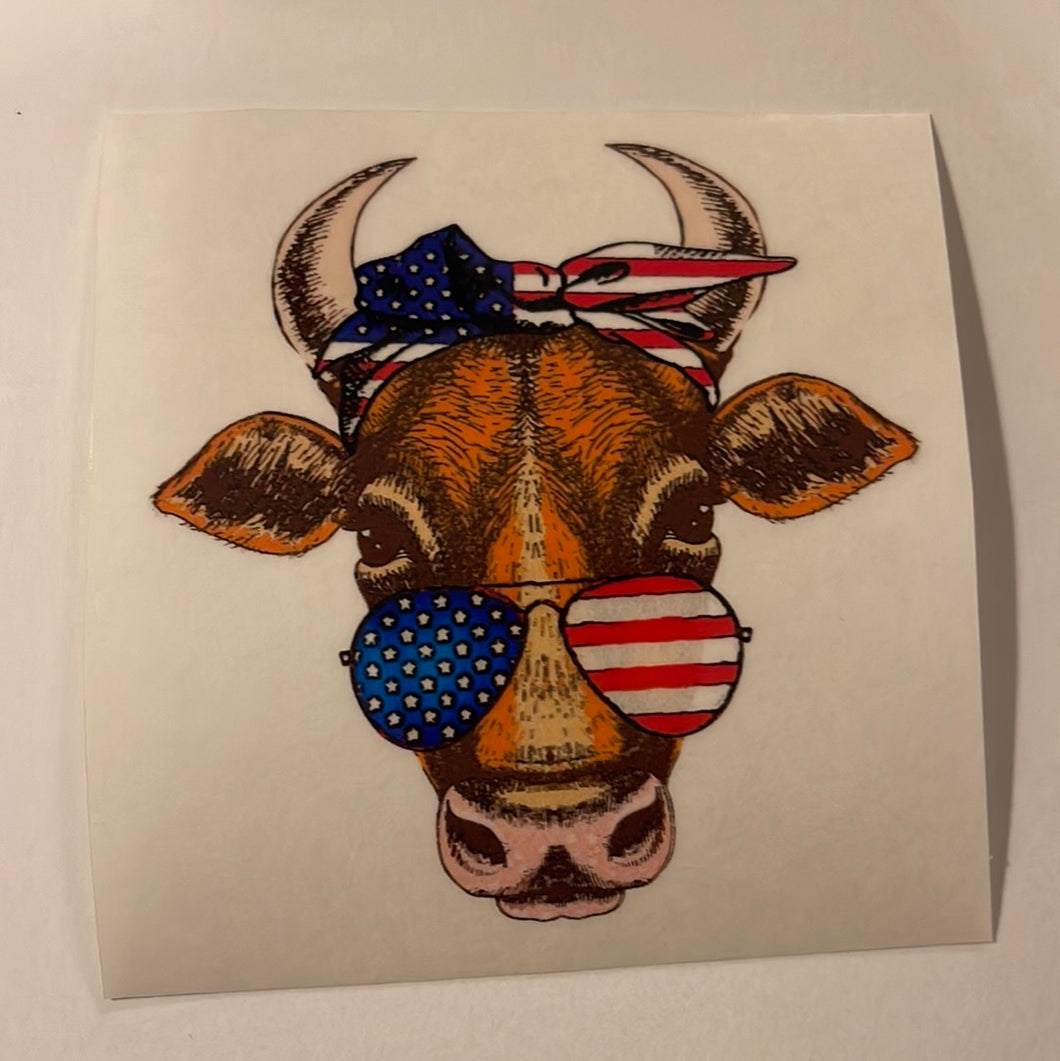 USA Cow Clear Cast Sticker