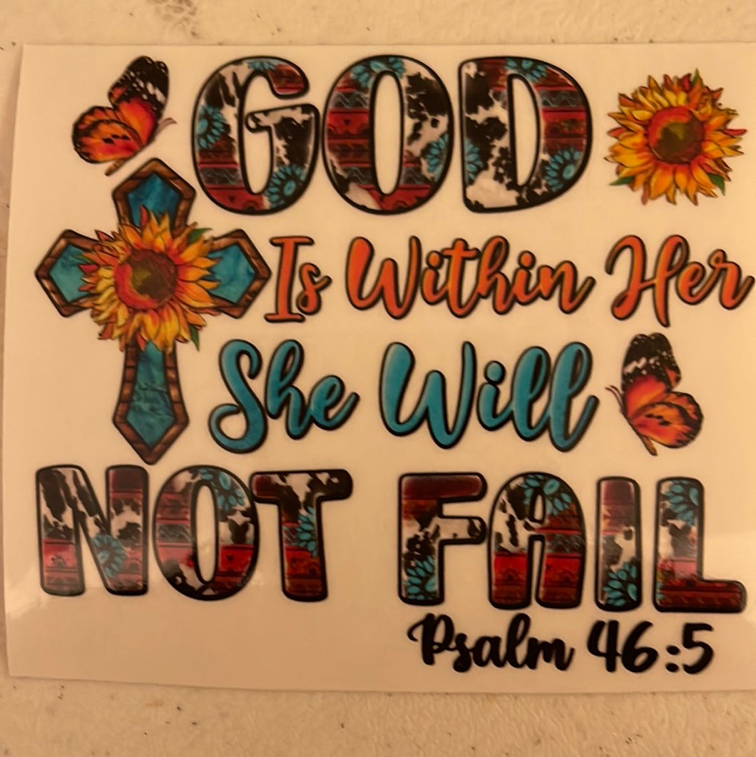 God is within her Southwestern Clear Cast Sticker