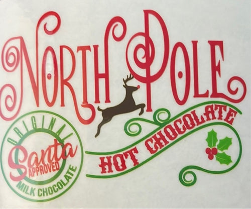 North Pole Hot Chocolate  Clear Cast Sticker