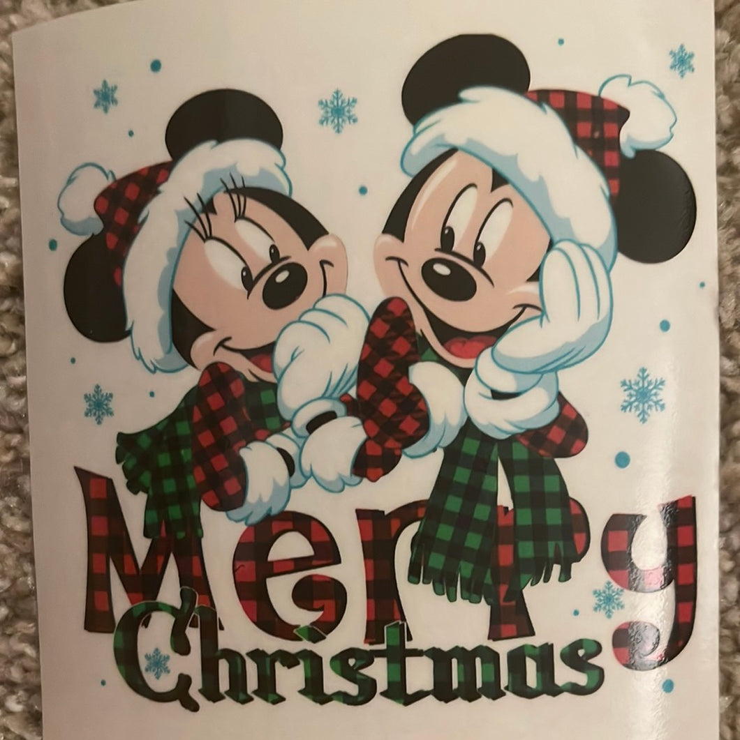 Mickey & Minnie Christmas Clear Cast Sticker