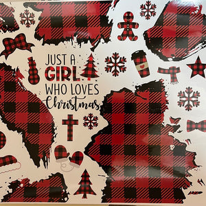 Just a girl who loves Christmas plaid 20 oz skinny tumbler vinyl wrap