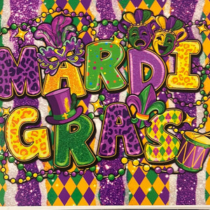 Mardi Gras with Drum & Beads 20 oz Skinny Vinyl Wrap