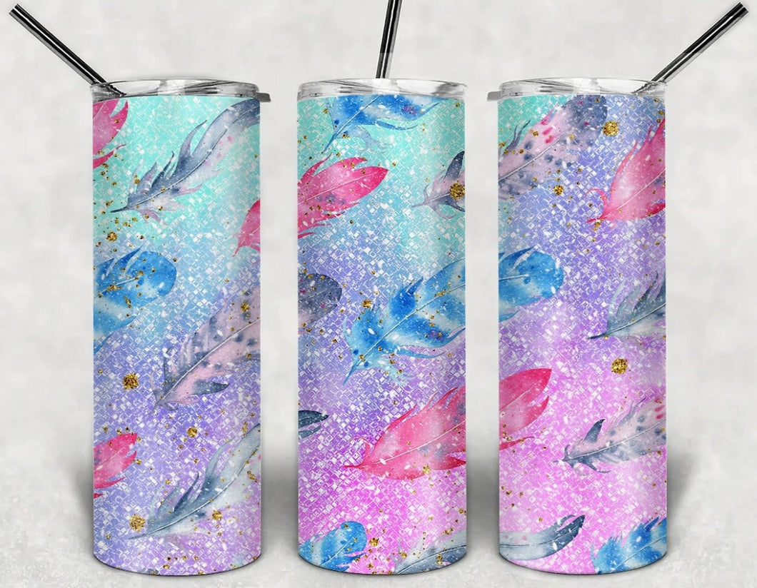Feather Design 20 oz Skinny Vinyl Wrap