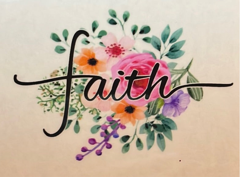 Faith with Flowers Clear Cast Sticker