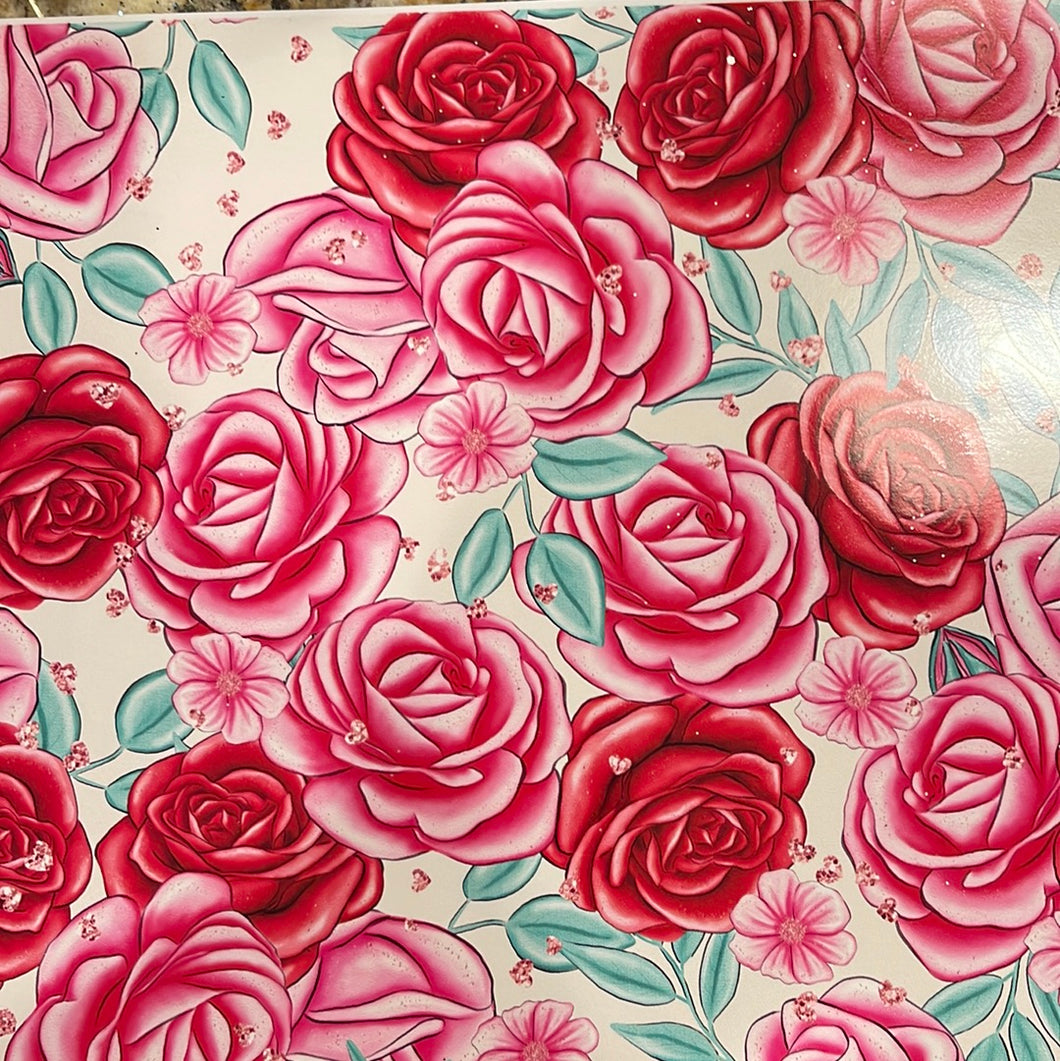Valentines Red & Pink Roses 20 oz Skinny Vinyl Wrap