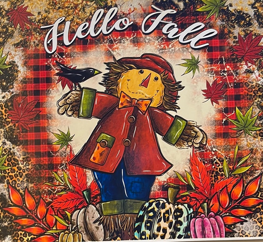 Hello Fall with Scarecrow 20 oz Skinny Wrap