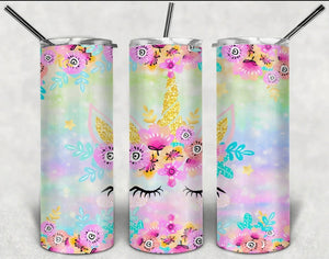 Unicorn Face 20 oz Skinny Vinyl Wrap