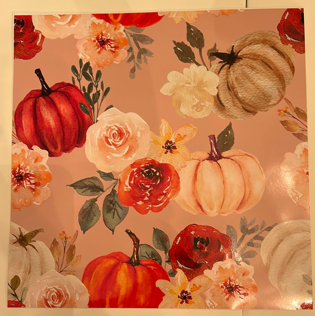 Pumpkin with Blossoms 12 x 12 Vinyl Sheet
