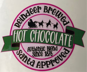 Reindeer Brewed Hot Chocolate Clear Cast Sticker