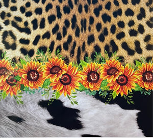 Cowhide, Sunflowers & Leopard 20 oz Skinny Vinyl Wrap