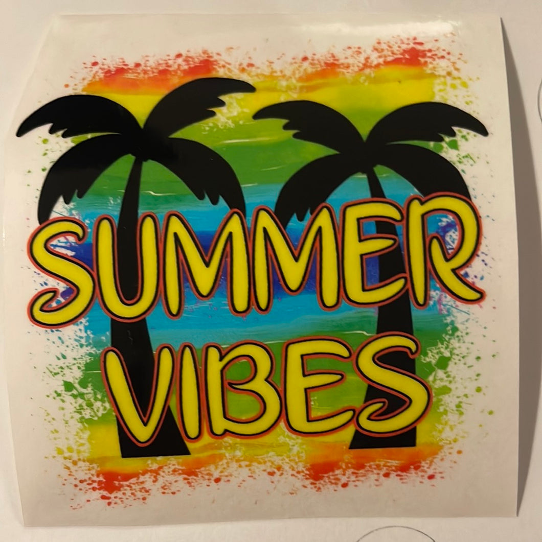 Summer Vibes with Palms Clear Cast Sticker