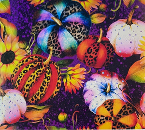 Pumpkins & Sunflowers with Purple Background 20 oz Skinny Vinyl Wrap